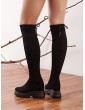 Back Tie Chunky Sole Knee High Boots