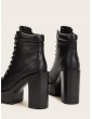 Lace-up Front Lug Sole Chunky Heeled Boots