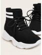 Lace-up Front Striped Knitted Sock Sneakers