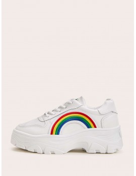 Rainbow Patch Detail Chunky Sole Trainers