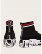 Letter Print Thick Sole High Top Knit Sneakers