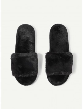 Faux Fur Flat Slippers