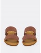 Dual Bands Open Toe Flat Slide Sandals