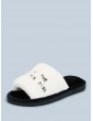 Slogan Embroidered Fluffy Slippers