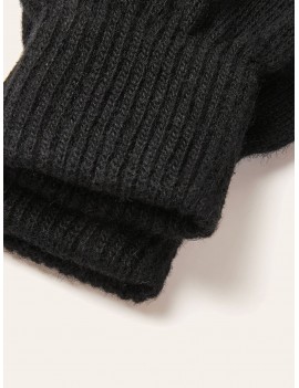 1pair Simple Knit Gloves
