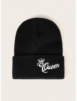 Letter Embroidery Cuffed Beanie