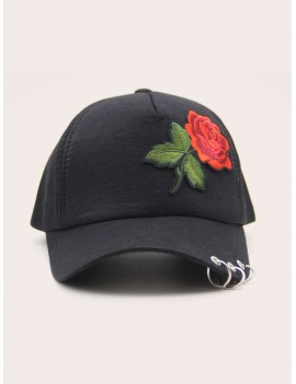 Ring Decor Rose Embroidered Patch Baseball Cap