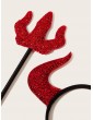 2pcs Glitter Devil Horn Headband With Magic Wand