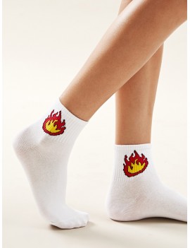 Flame Pattern Socks 1pair