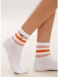 1pair Peach & Striped Graphic Socks