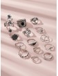Hollow Out Flower Decor Ring 14pcs