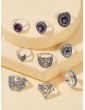 Gemstone Decor Ring 9pcs