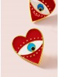 1pair Eye Engraved Heart Stud Earrings