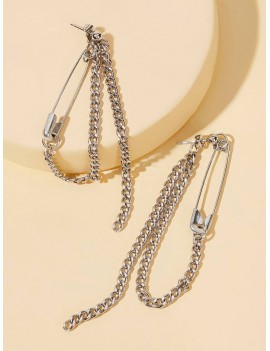 Chain Tassel Clip Drop Earrings 1pair