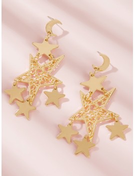 1pair Moon & Multi Star Dangle Earrings