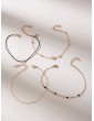 Heart Decor Chain Bracelet 4pcs