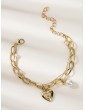 Faux Pearl & Heart Decor Chain Bracelet 1pc