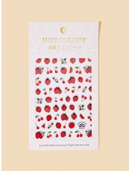 Strawberry Pattern Nail Sticker 1sheet