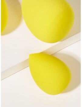 Neon Yellow Water-drop Shaped Makeup Sponge 3pack