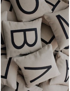 Letter Print Cushion Cover 1pc