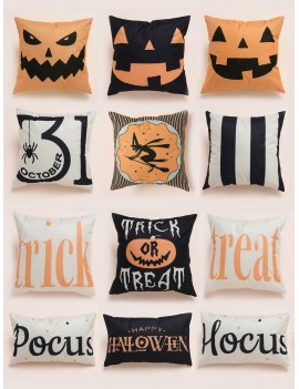 1pc Halloween Element Print Cushion Cover