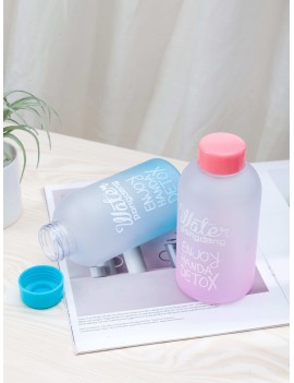 1pc Slogan Print Gradient Water Bottle