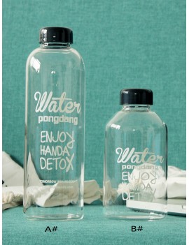 Slogan Print Water Bottle 1pc With Drawstring Bag