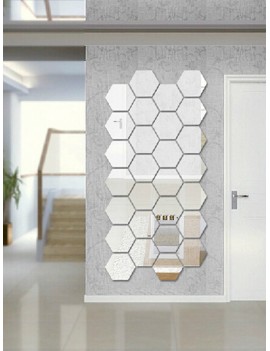 Hexagon Mirror Wall Sticker Set 12pcs