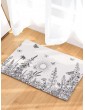 Sketch Plant & Floral Print Floor Mat