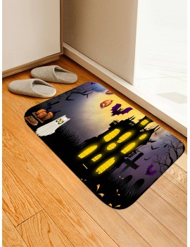 Halloween Castle & Bat Print Floor Mat
