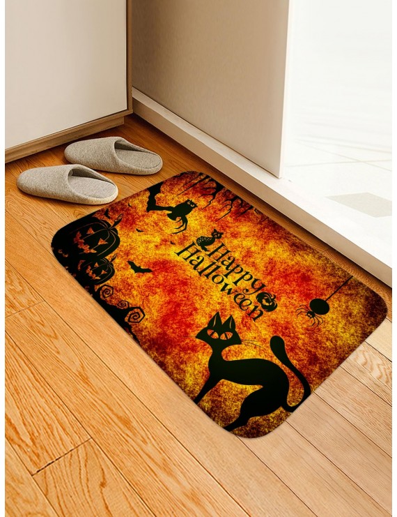 Halloween Cat & Pumpkin Print Floor Mat