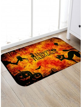 Halloween Cat & Pumpkin Print Floor Mat