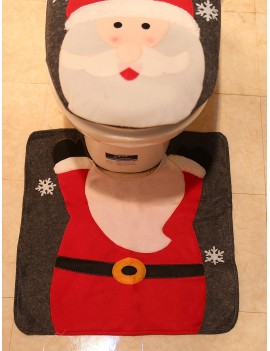 2pcs Santa Claus Foot Pad With Toilet Seat Cover