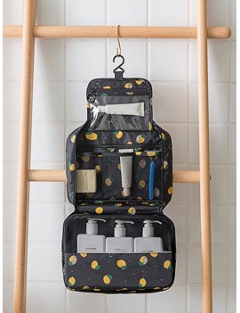 Lemon Print Travel Storage Bag With Hanging Hook