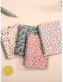 Floral Overlay Print Spiral Notebook 1pack
