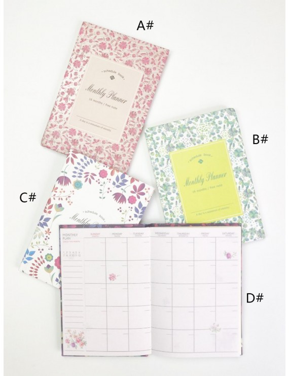1pc Floral Print Cover Schedule Notebook