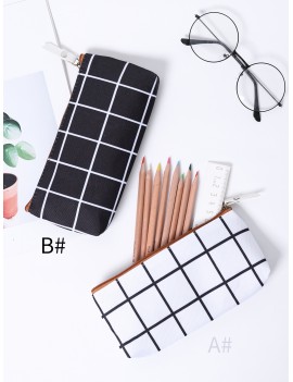 Grid Pattern Pencil Bag 1pc