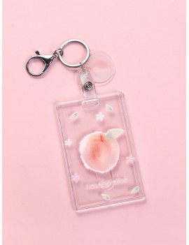 Peach Print Transparent Card Holder 1pc