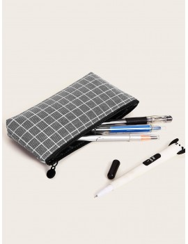 Simple Grid Pattern Pencil Bag
