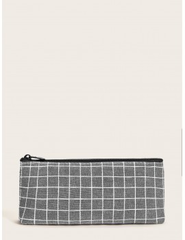 Simple Grid Pattern Pencil Bag