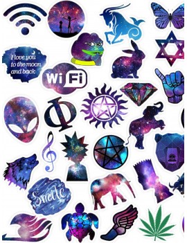Purple Series Mixed Pattern Sticker 36pcs