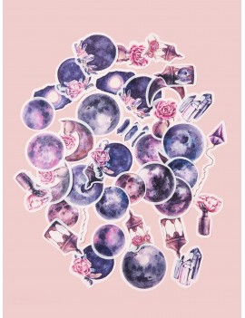 Planet & Flower Print Sticker 40pcs