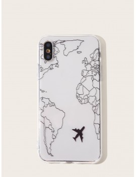 Map & Airplane Pattern iPhone Case