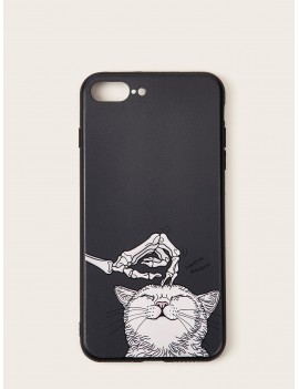 Skeleton Hand & Cat Print iPhone Case