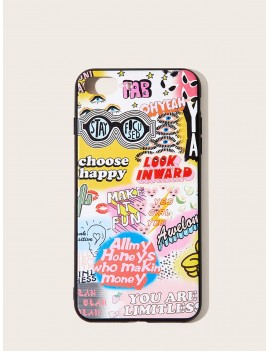 Mixed Slogan Print iPhone Case